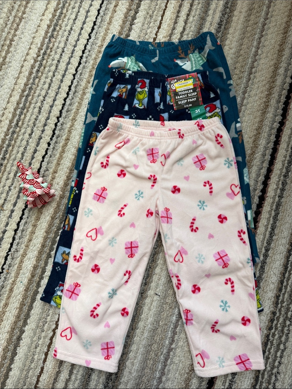 Carter's Pink Candy Cane & Gift Fleece Pajama Pants